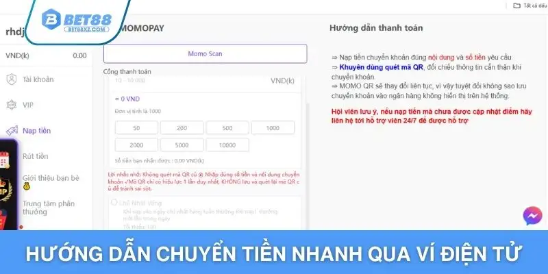 Hướng dẫn chuyển tiền nhanh qua ví điện tử